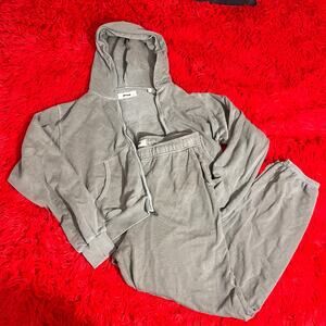 Womens Buck Mason Hoodie Sweatpant Jogger Set Oat Greenish Color Medium